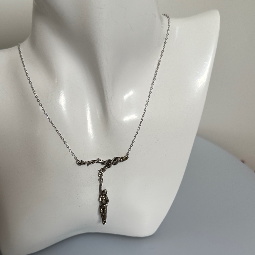 Sterling Silver Knot Lariat Necklace With Drop Pendant